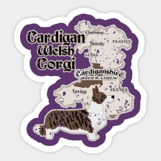 Cardigan Welsh Corgi with Map of Cardiganshire Sticker